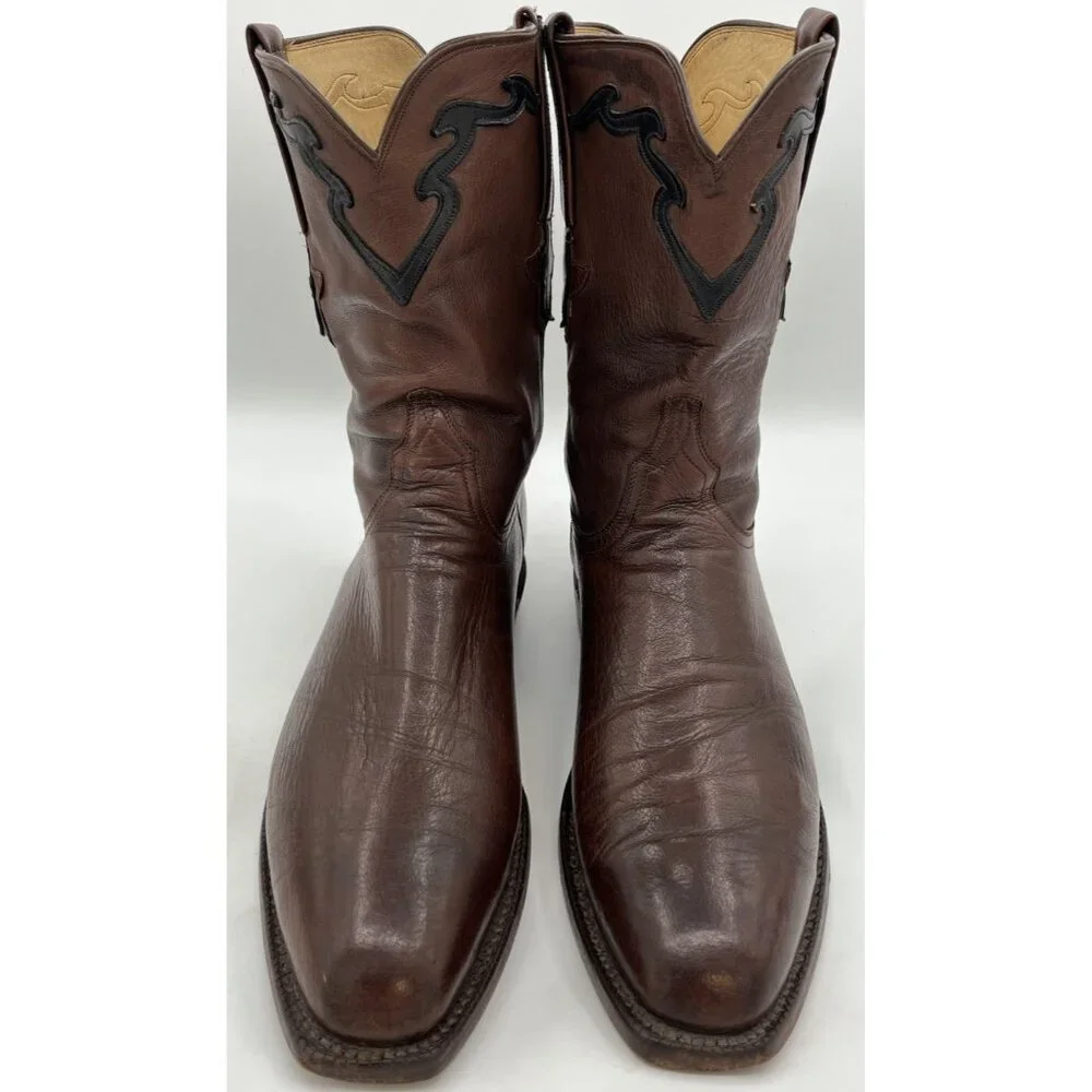 LUCCHESE CLASSICS WHISKEY BURNISHED FLORENCE BUFFALO ROPER COWBOY BOOTS MENS 13